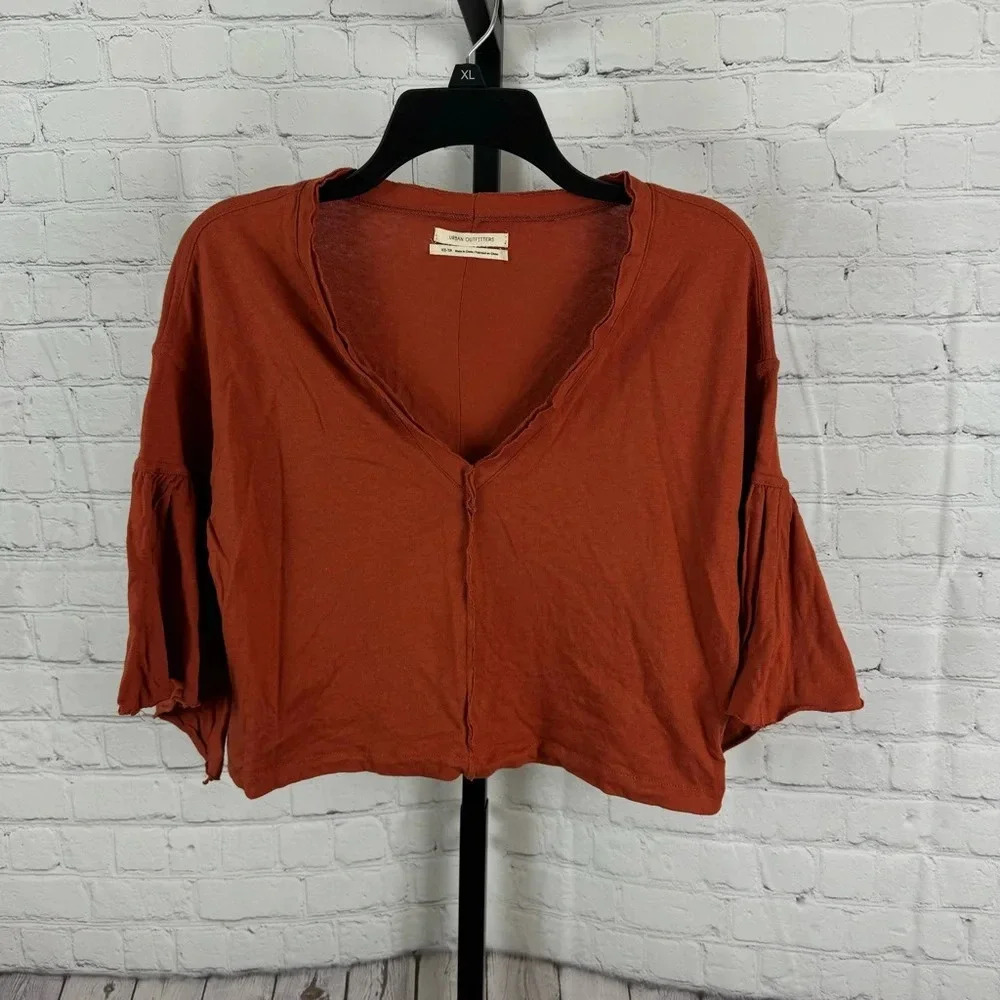 Urban Outfitters Burnt Orange Cropped Bell Sleeve Top Size XS